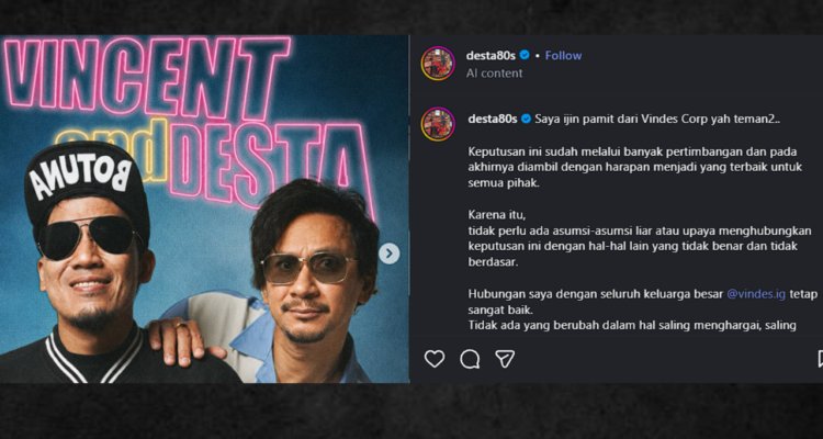 Tangkapan Layar dari Instagram Desta @desta80s Desta Resmi Mundur dari Perusahaan yang Dibangun dengan Vincent, Vindes Corp